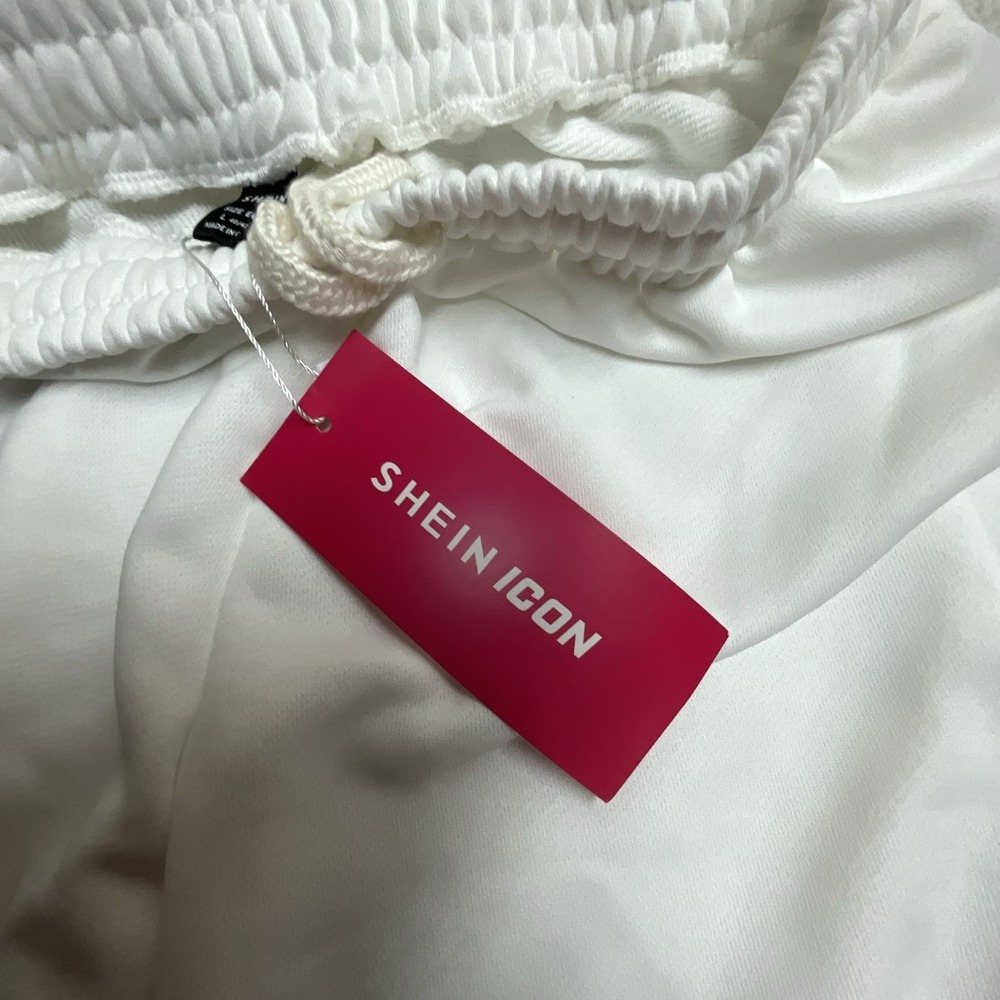 SHEIN Icon Women's Sweatpants Size L White with Black Stars NWT Baggy Athletic - Picture 3 of 9